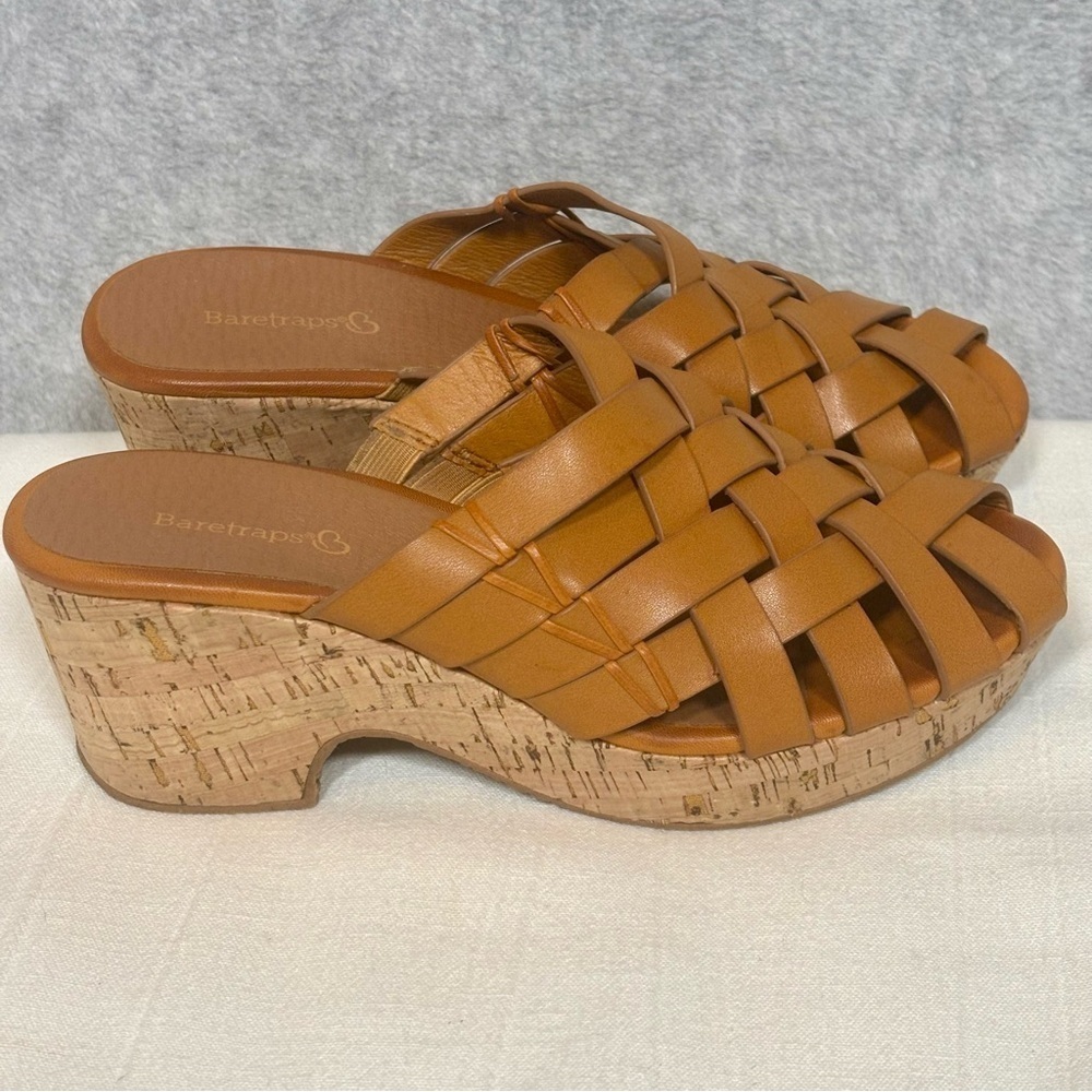 Baretraps Beca Heeled Slip-On Clog Shoe-Caramel Brown-Women Size 8.5
